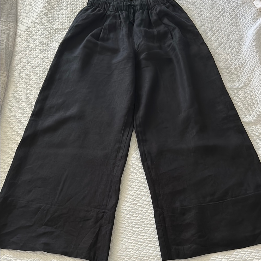 Zara Linen Medium Navy palazzo Wide-Leg Pants
